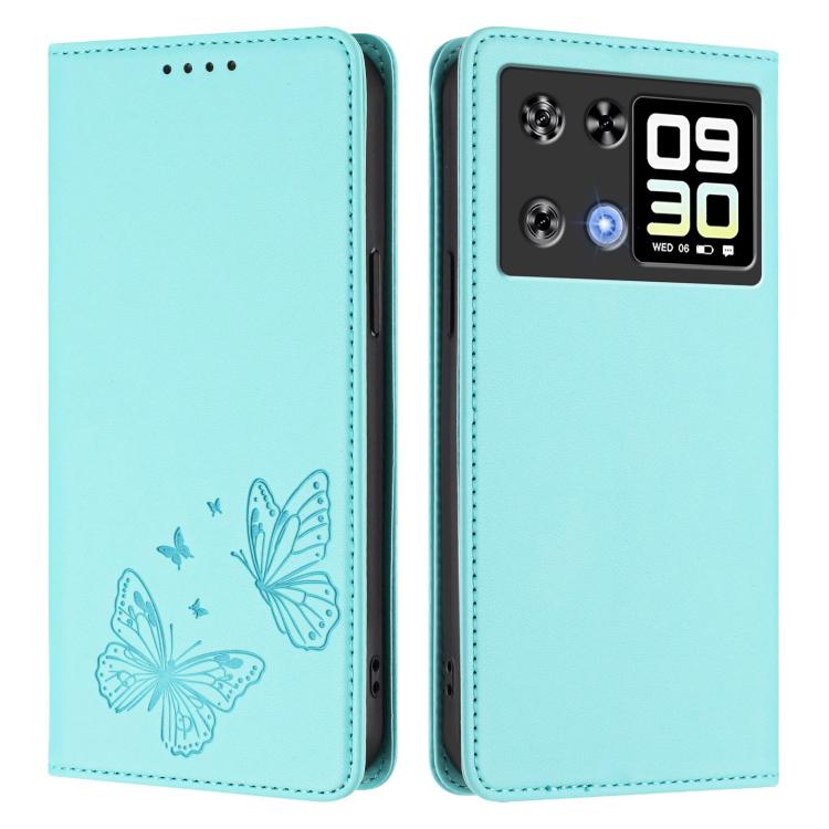 For Cubot P90 Strong Magnetic Dual Butterfly RFID Vegan Leather Phone Case