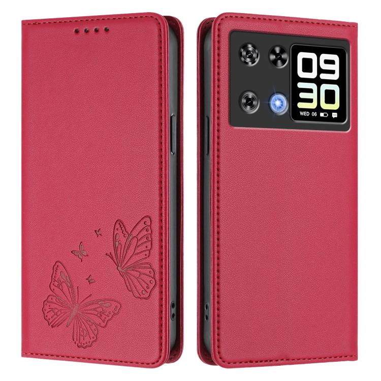 For Cubot P90 Strong Magnetic Dual Butterfly RFID Vegan Leather Phone Case