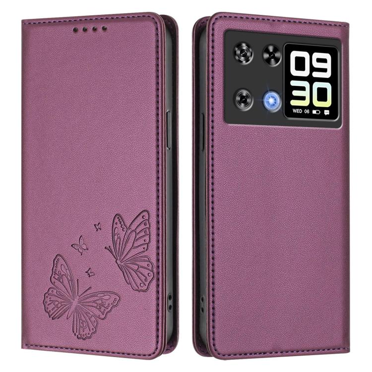 For Cubot P90 Strong Magnetic Dual Butterfly RFID Vegan Leather Phone Case