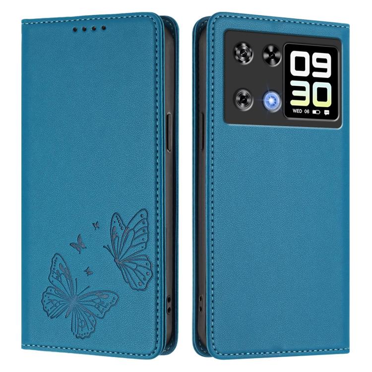 For Cubot P90 Strong Magnetic Dual Butterfly RFID Vegan Leather Phone Case