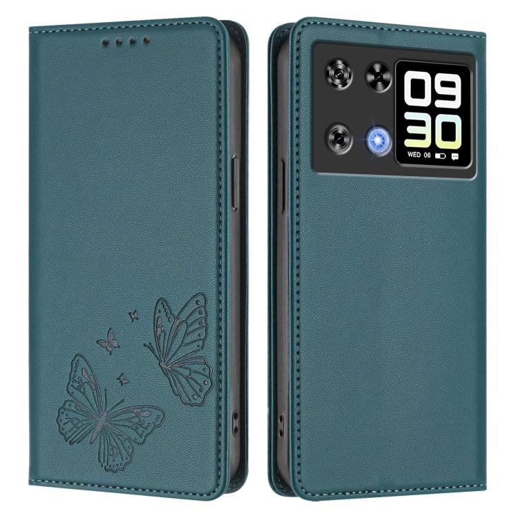 For Cubot P90 Strong Magnetic Dual Butterfly RFID Vegan Leather Phone Case