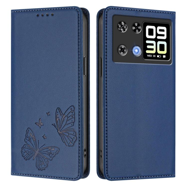 For Cubot P90 Strong Magnetic Dual Butterfly RFID Vegan Leather Phone Case
