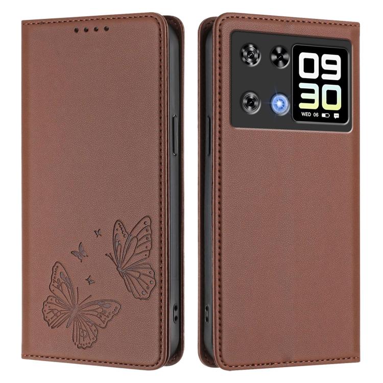 For Cubot P90 Strong Magnetic Dual Butterfly RFID Vegan Leather Phone Case
