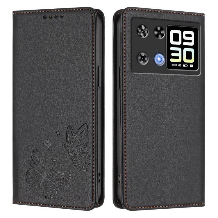 For Cubot P90 Strong Magnetic Dual Butterfly RFID Vegan Leather Phone Case
