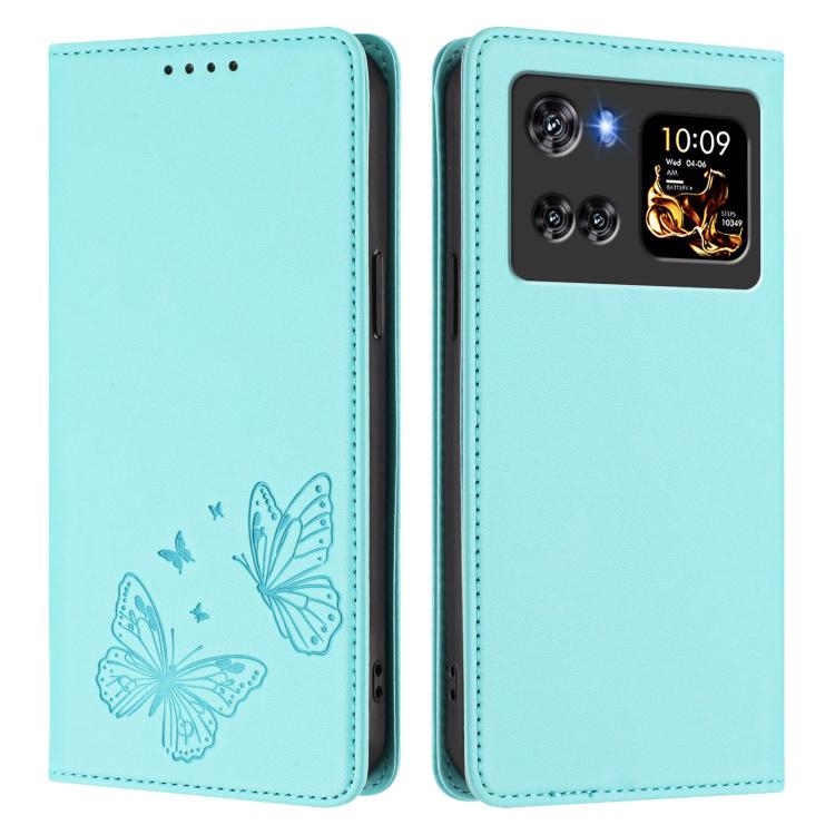 For Cubot X100 Strong Magnetic Dual Butterfly RFID Vegan Leather Phone Case