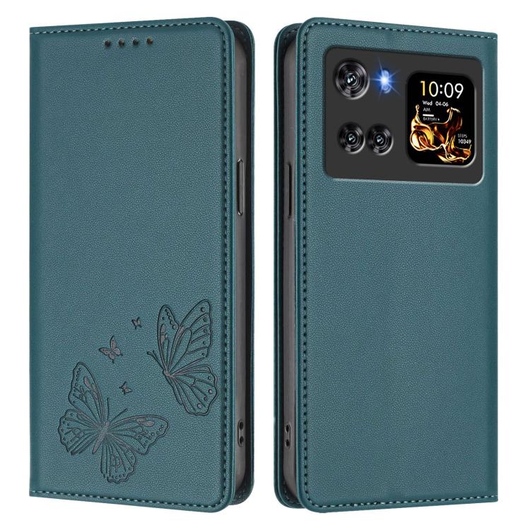 For Cubot X100 Strong Magnetic Dual Butterfly RFID Vegan Leather Phone Case