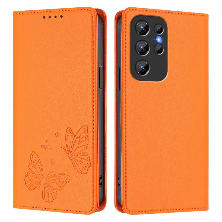 For Oukitel C1 / C1 Pro Strong Magnetic Dual Butterfly RFID Vegan Leather Phone Case