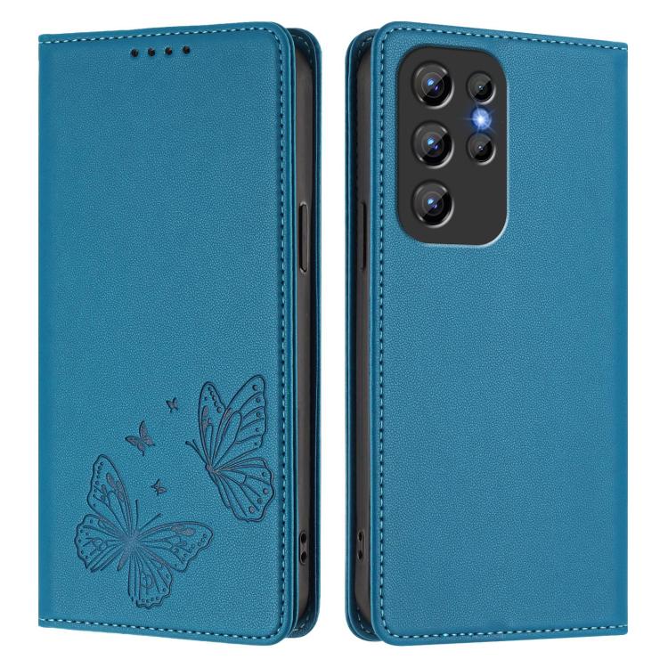 For Oukitel C1 / C1 Pro Strong Magnetic Dual Butterfly RFID Vegan Leather Phone Case