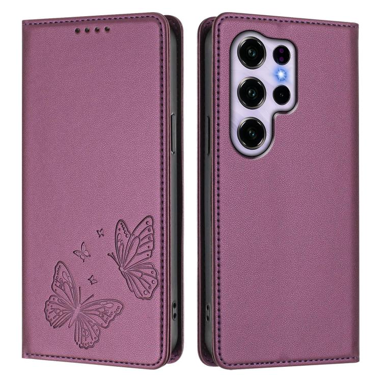 For Oukitel C2 4G 2025 Strong Magnetic Dual Butterfly RFID Vegan Leather Phone Case