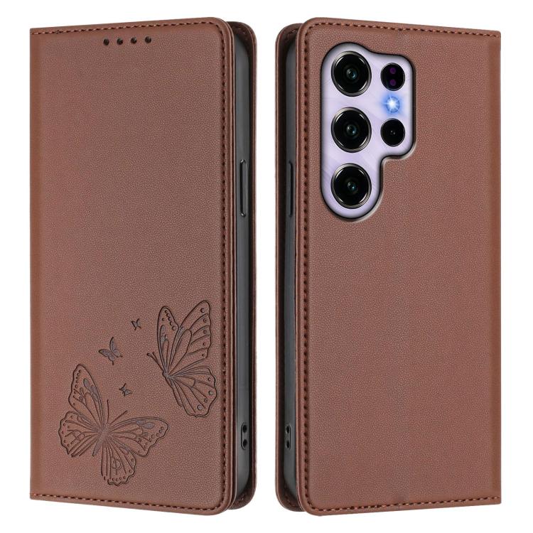 For Oukitel C2 4G 2025 Strong Magnetic Dual Butterfly RFID Vegan Leather Phone Case