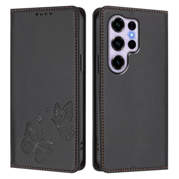 For Oukitel C2 4G 2025 Strong Magnetic Dual Butterfly RFID Vegan Leather Phone Case