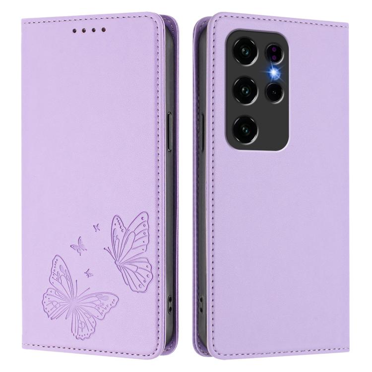 For Oukitel C2 Strong Magnetic Dual Butterfly RFID Vegan Leather Phone Case