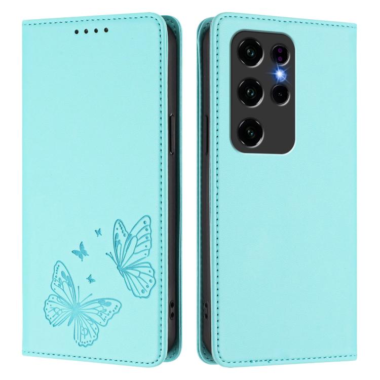 For Oukitel C2 Strong Magnetic Dual Butterfly RFID Vegan Leather Phone Case
