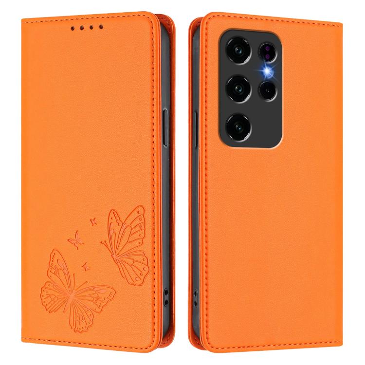 For Oukitel C2 Strong Magnetic Dual Butterfly RFID Vegan Leather Phone Case
