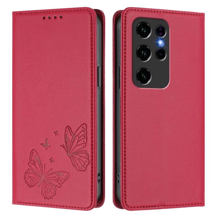 For Oukitel C2 Strong Magnetic Dual Butterfly RFID Vegan Leather Phone Case