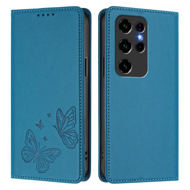For Oukitel C2 Strong Magnetic Dual Butterfly RFID Vegan Leather Phone Case