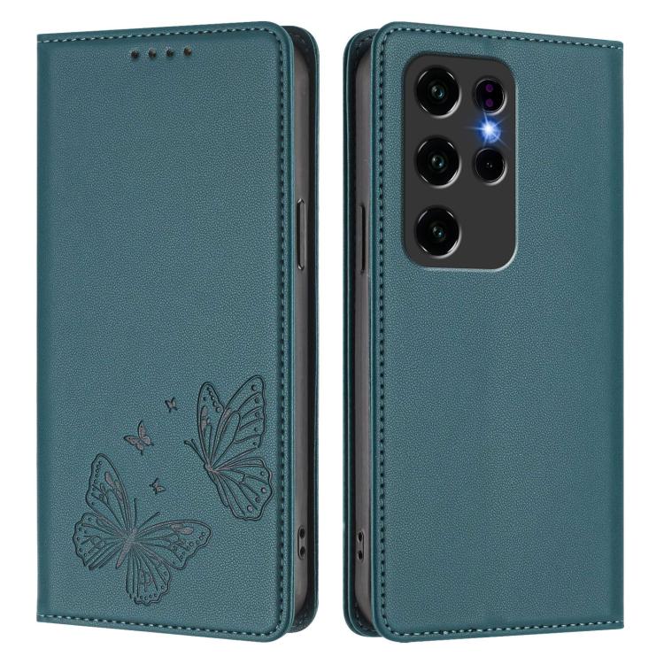 For Oukitel C2 Strong Magnetic Dual Butterfly RFID Vegan Leather Phone Case