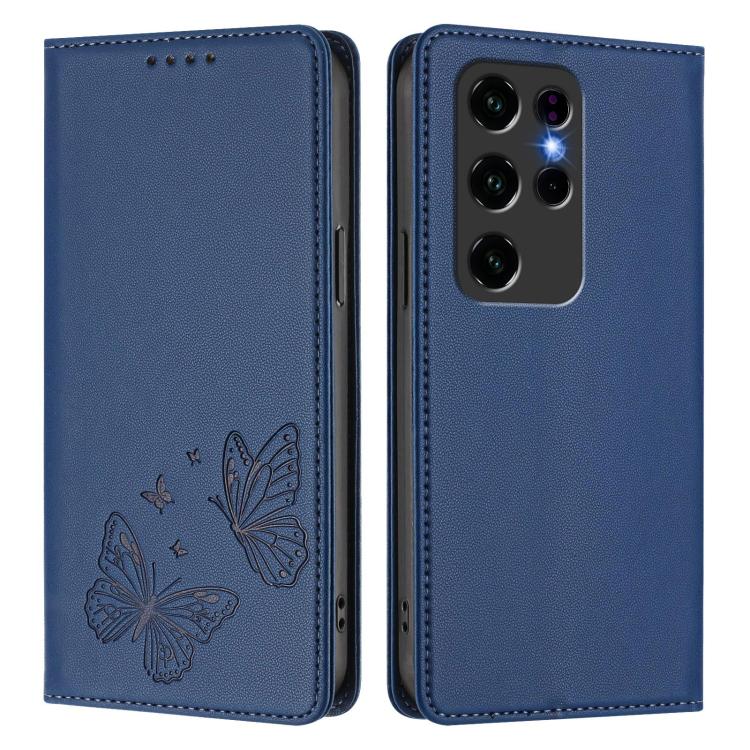For Oukitel C2 Strong Magnetic Dual Butterfly RFID Vegan Leather Phone Case