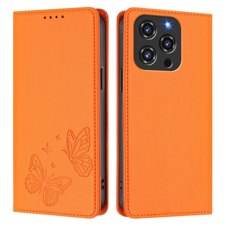 For Oukitel C3 4G 2025 Strong Magnetic Dual Butterfly RFID Vegan Leather Phone Case