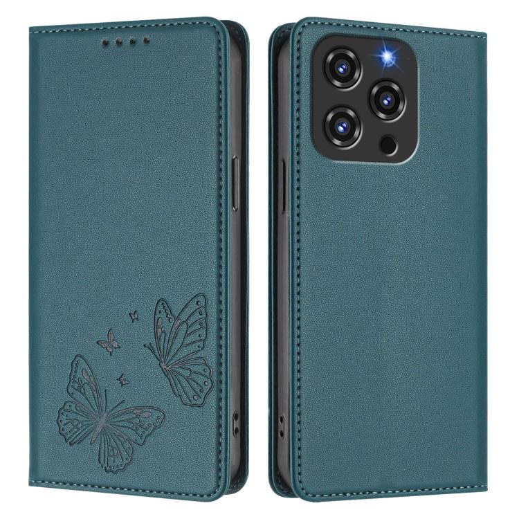 For Oukitel C3 4G 2025 Strong Magnetic Dual Butterfly RFID Vegan Leather Phone Case
