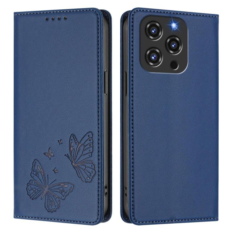 For Oukitel C3 4G 2025 Strong Magnetic Dual Butterfly RFID Vegan Leather Phone Case
