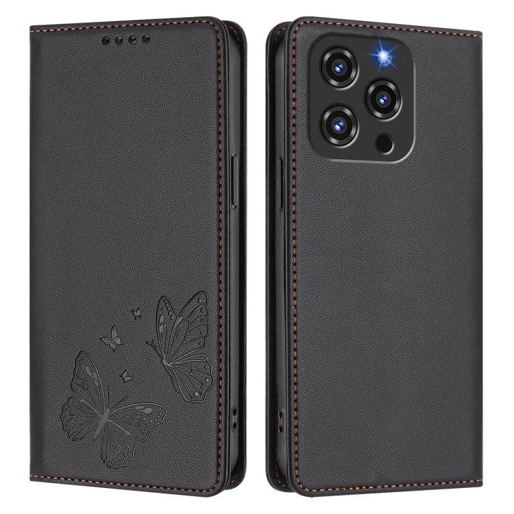 For Oukitel C3 4G 2025 Strong Magnetic Dual Butterfly RFID Vegan Leather Phone Case
