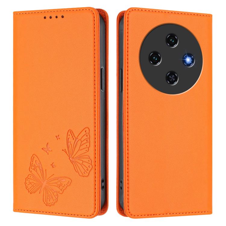 For Oukitel C5 4G Strong Magnetic Dual Butterfly RFID Vegan Leather Phone Case