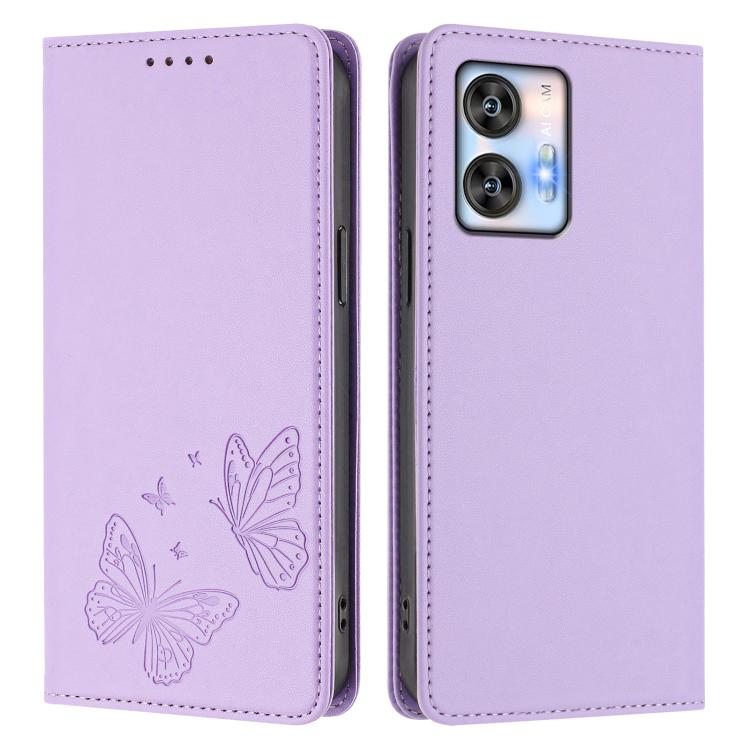 For Oukitel C35 / C36 Strong Magnetic Dual Butterfly RFID Vegan Leather Phone Case