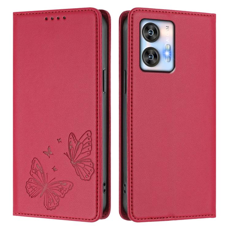 For Oukitel C35 / C36 Strong Magnetic Dual Butterfly RFID Vegan Leather Phone Case