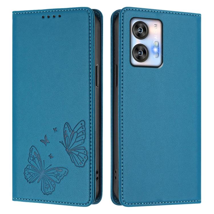 For Oukitel C35 / C36 Strong Magnetic Dual Butterfly RFID Vegan Leather Phone Case