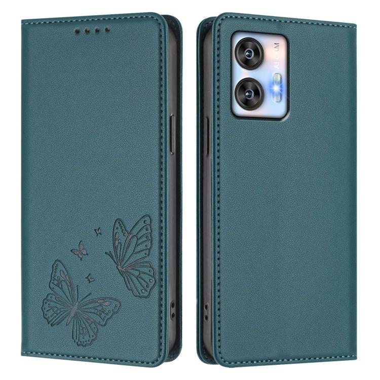 For Oukitel C35 / C36 Strong Magnetic Dual Butterfly RFID Vegan Leather Phone Case