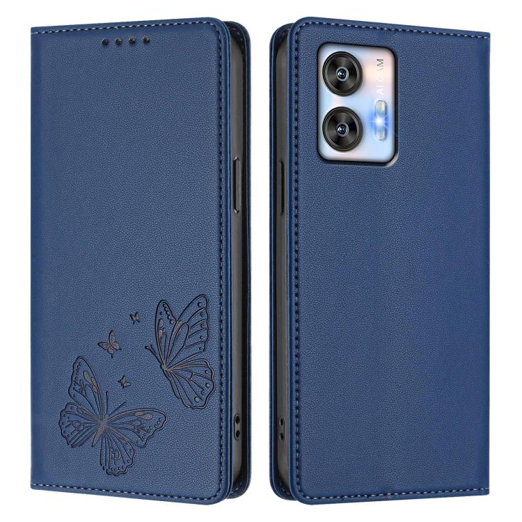 For Oukitel C35 / C36 Strong Magnetic Dual Butterfly RFID Vegan Leather Phone Case