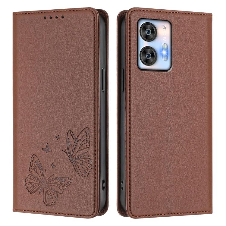 For Oukitel C35 / C36 Strong Magnetic Dual Butterfly RFID Vegan Leather Phone Case