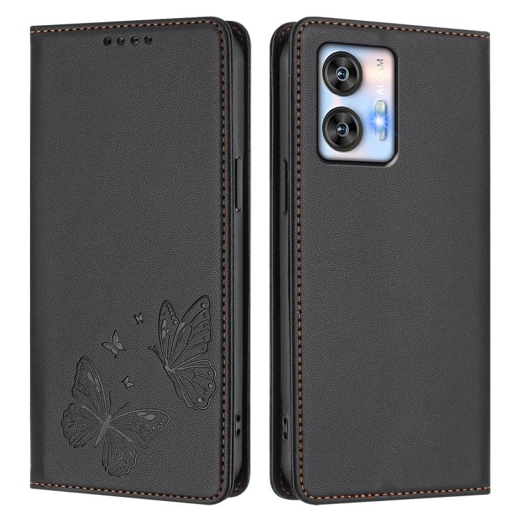 For Oukitel C35 / C36 Strong Magnetic Dual Butterfly RFID Vegan Leather Phone Case
