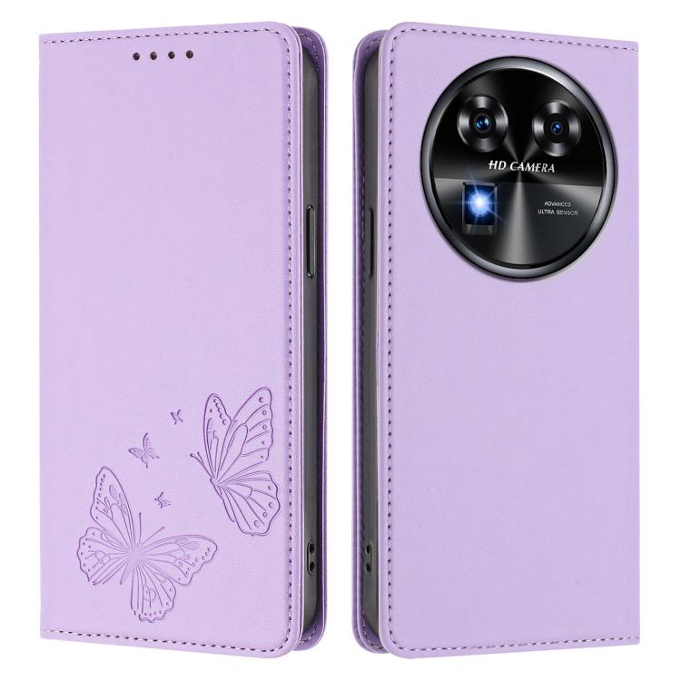 For Oukitel C37 Strong Magnetic Dual Butterfly RFID Vegan Leather Phone Case