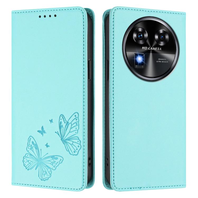 For Oukitel C37 Strong Magnetic Dual Butterfly RFID Vegan Leather Phone Case