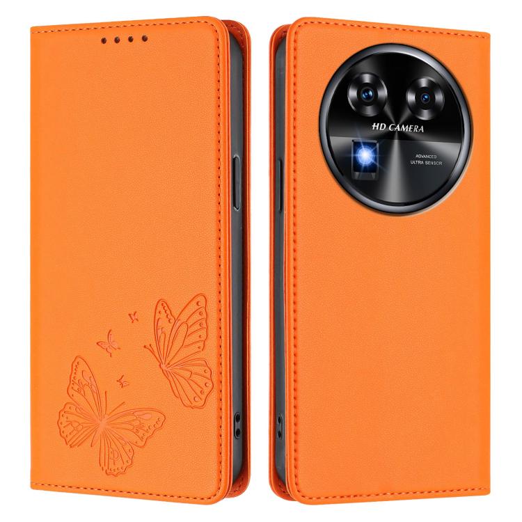 For Oukitel C37 Strong Magnetic Dual Butterfly RFID Vegan Leather Phone Case