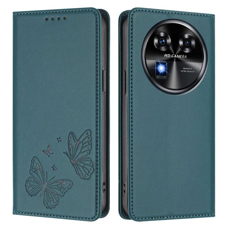 For Oukitel C37 Strong Magnetic Dual Butterfly RFID Vegan Leather Phone Case