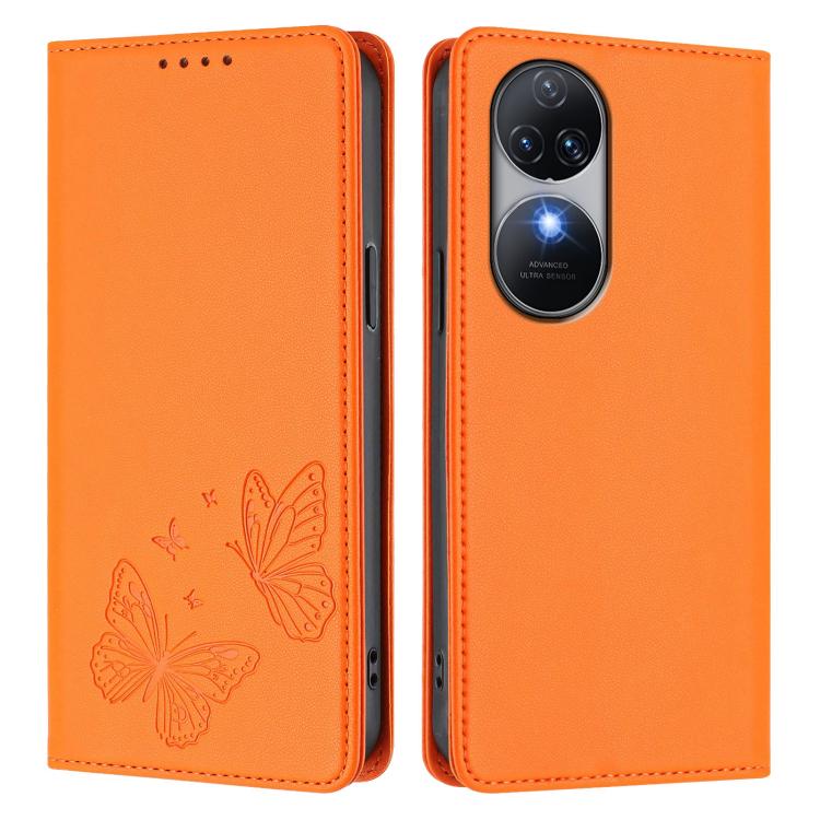 For Oukitel C38 Strong Magnetic Dual Butterfly RFID Vegan Leather Phone Case