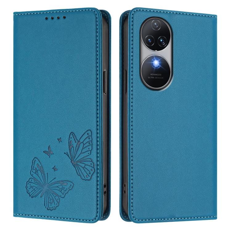 For Oukitel C38 Strong Magnetic Dual Butterfly RFID Vegan Leather Phone Case