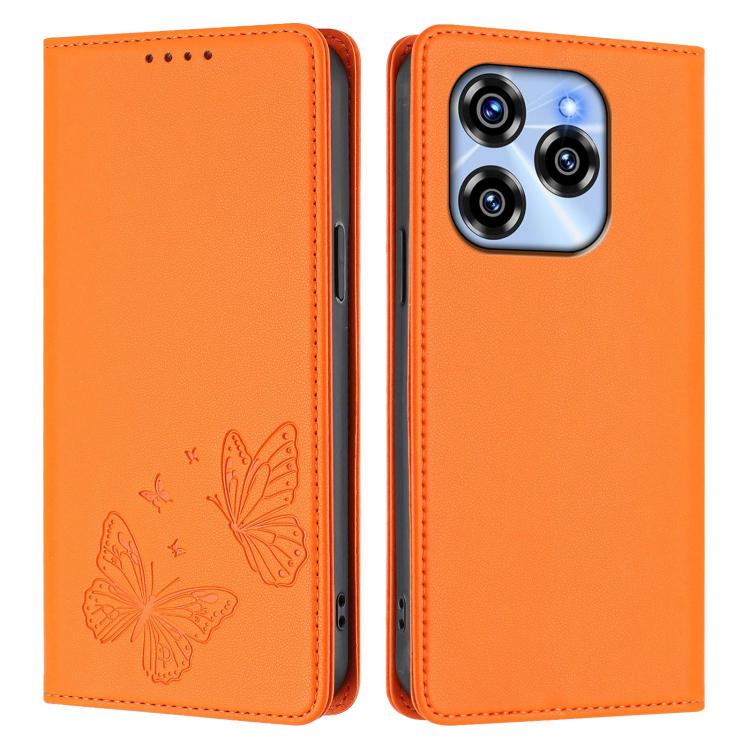 For Oukitel C50 Strong Magnetic Dual Butterfly RFID Vegan Leather Phone Case
