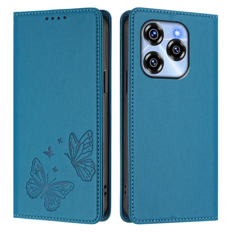 For Oukitel C50 Strong Magnetic Dual Butterfly RFID Vegan Leather Phone Case