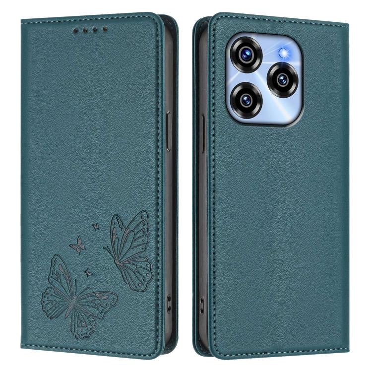 For Oukitel C50 Strong Magnetic Dual Butterfly RFID Vegan Leather Phone Case