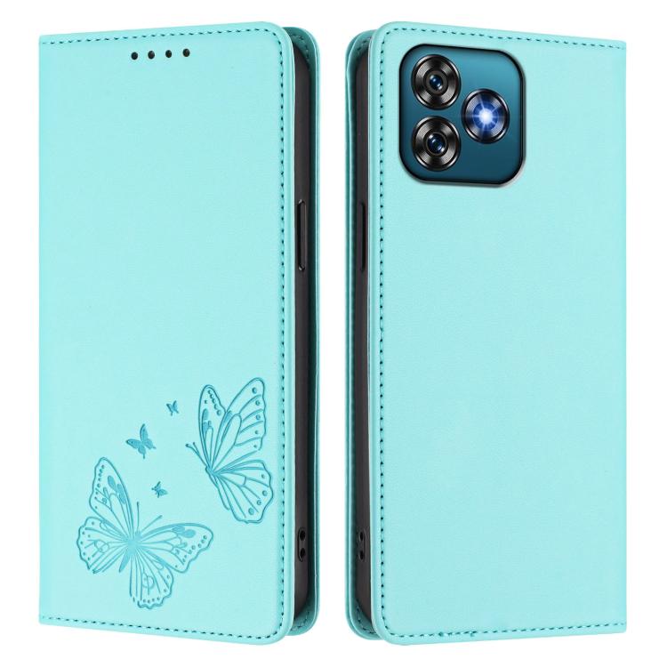 For Oukitel C53 Strong Magnetic Dual Butterfly RFID Vegan Leather Phone Case