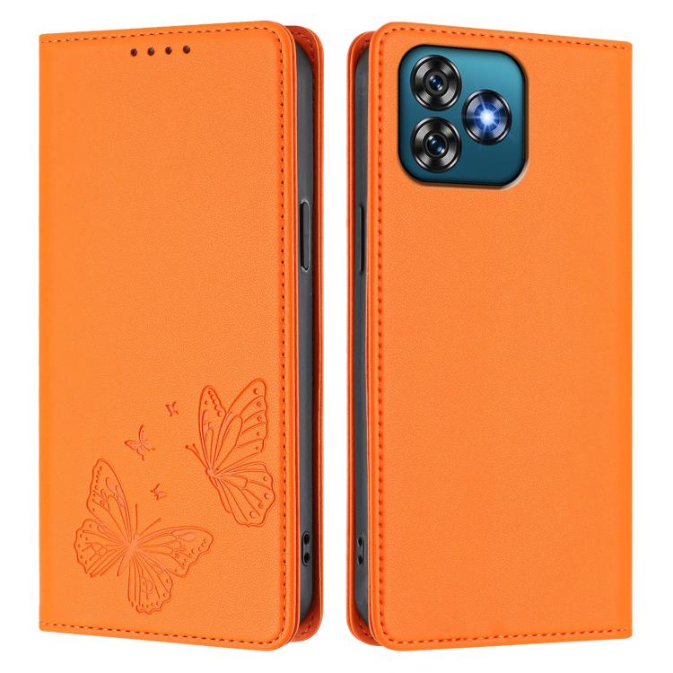 For Oukitel C53 Strong Magnetic Dual Butterfly RFID Vegan Leather Phone Case