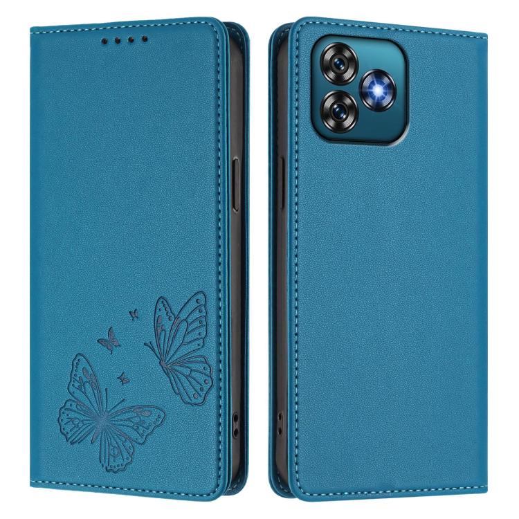 For Oukitel C53 Strong Magnetic Dual Butterfly RFID Vegan Leather Phone Case