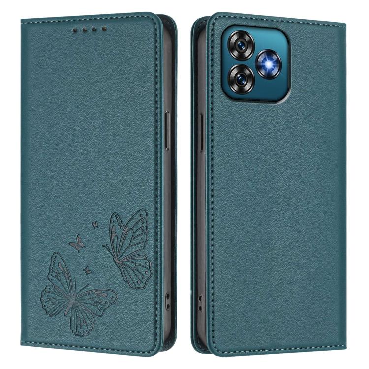 For Oukitel C53 Strong Magnetic Dual Butterfly RFID Vegan Leather Phone Case
