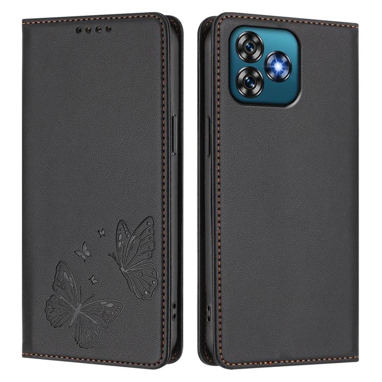 For Oukitel C53 Strong Magnetic Dual Butterfly RFID Vegan Leather Phone Case