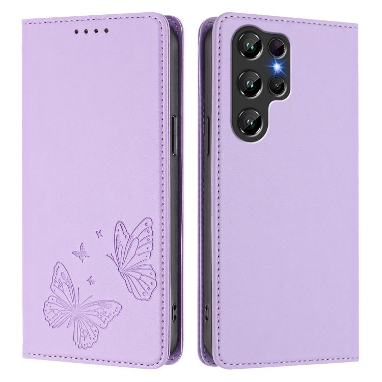 For Oukitel C61 / C61 Pro Strong Magnetic Dual Butterfly RFID Vegan Leather Phone Case