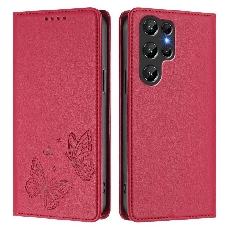 For Oukitel C61 / C61 Pro Strong Magnetic Dual Butterfly RFID Vegan Leather Phone Case
